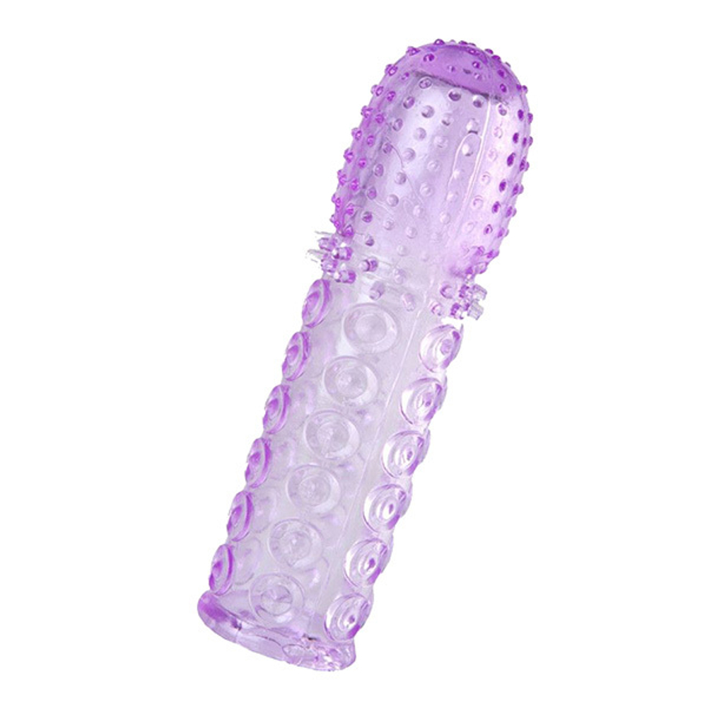 Фиолетовая гелевая насадка 13,5см с точками, шипами и наплывами ToyFa Basic 818015-4