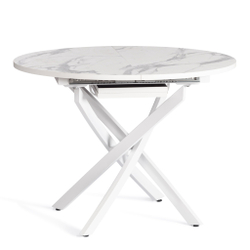 Стол MANZANA ЛДСП/HPL/металл, 100 х 100+30 х 75 см, Мрамор светлый/белый