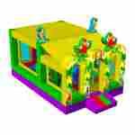 Коммерческий надувной батут «Попугаи и друзья» с крышей, 6x4x4 м