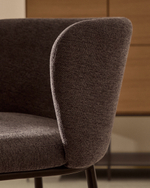 Ciselia Барный стул из темно-серой синели и черной стали 75 см