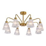 Люстра на штанге 8х40Вт Е14, металл/стекло, медь/прозрачный граненый