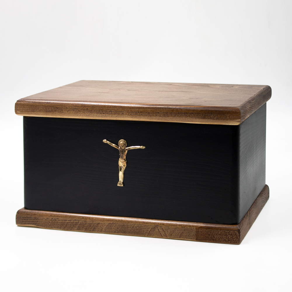 Урна для праха ясень "Завет" черная Распятие