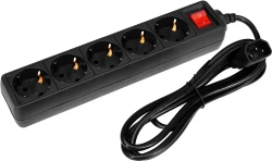 Сетевой фильтр для ИБП PC Pet AP01006-E-B 1.8м, 5 розеток, с выключателем, черный