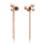 Серьги-пусеты «Кометы» из комбинированного золота с гранатом