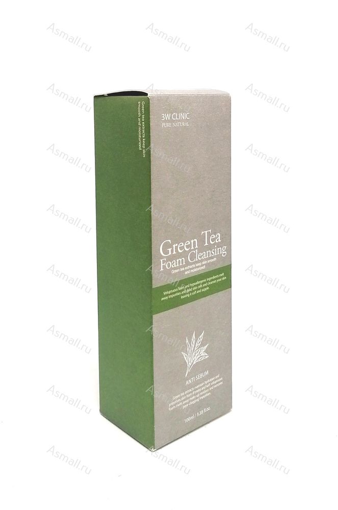 Пенка очищающая для умывания с зелёным чаем, 3W CLINIC, Корея, 100 мл.