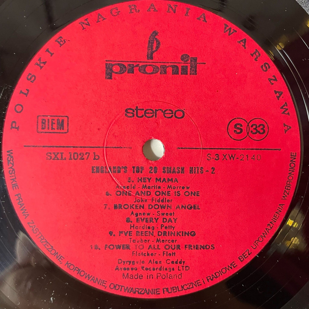 Винтажная виниловая пластинка LP Orkiestra Alana Caddy England's Top 20 Smash Hits 2 (Польша 1974)