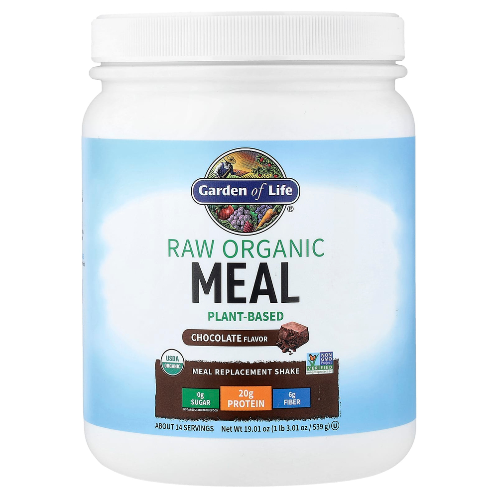 Garden of Life, RAW органический коктейль для замены приема пищи, со вкусом шоколада, 539 г (19,01 унции)