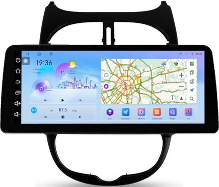 Магнитола для Peugeot 206 1998-2012 - FarCar монитор 12.3" 2K QLED на Android 14, TS10, CarPlay, 4G SIM-слот