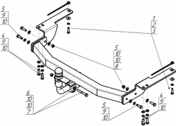 Фаркоп Motodor ОЦИНКОВАННЫЙ Toyota Land Cruiser Prado 150, Lexus GX460 (оцинк. Шар) арт.92509-A