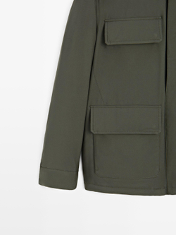 Massimo Dutti Водоотталкивающая стеганая куртка с карманами, коричневый