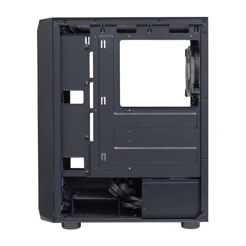 Корпус BaseTech eXtreme GFX-03, БП:600W, ATX, чёрный, 4xFRGB FAN, 2xUSB2, 1xUSB3, бок: закалённое стекло (BT-GFX-03-MESH-4F-RGB-600W)