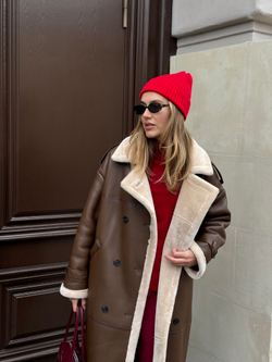 Дубленка миди шоколад