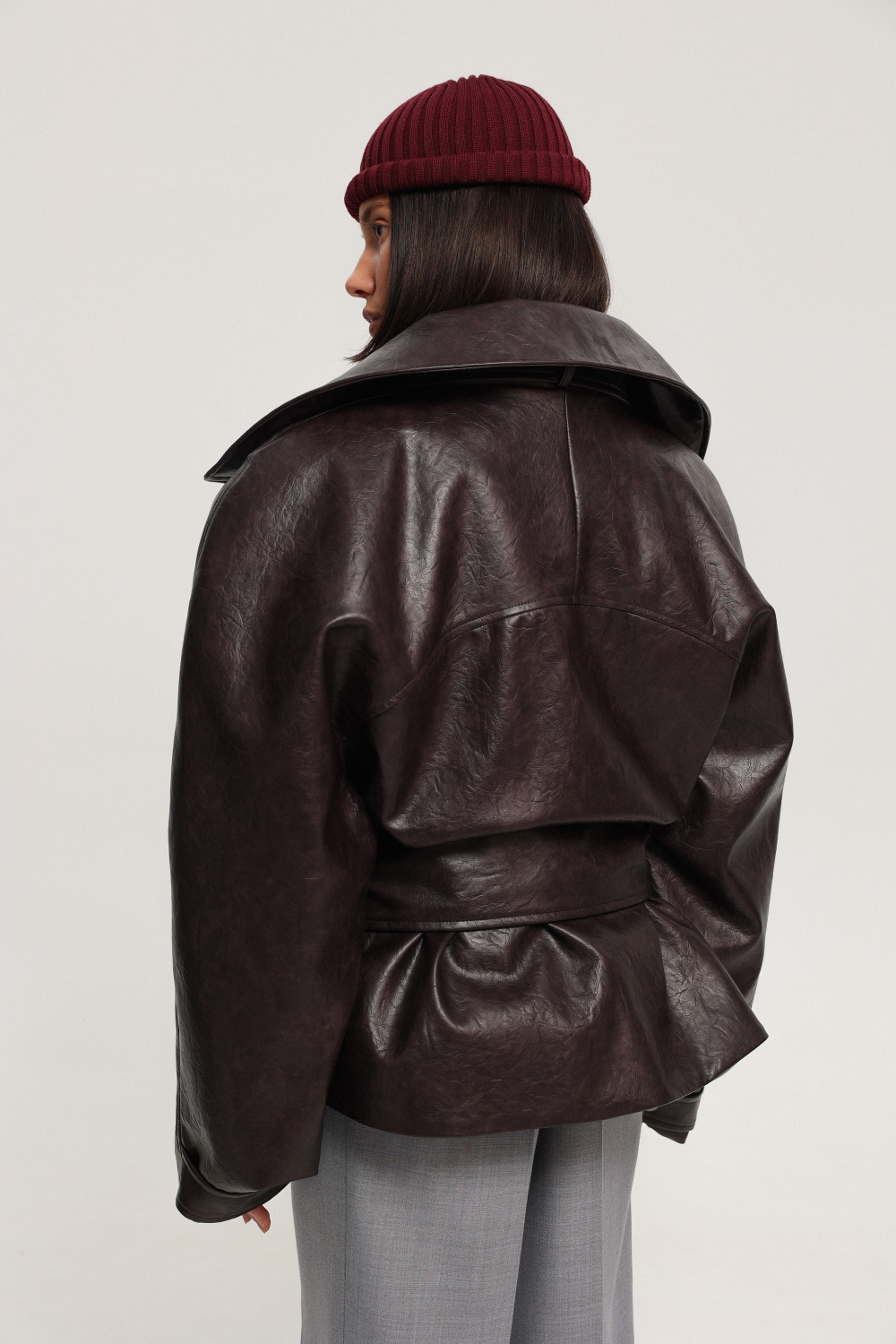 Куртка реглан из экокожи