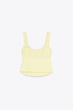 ZARA ТОП ИЗ ПОПЛИНА, ЖЕЛТЫЙ