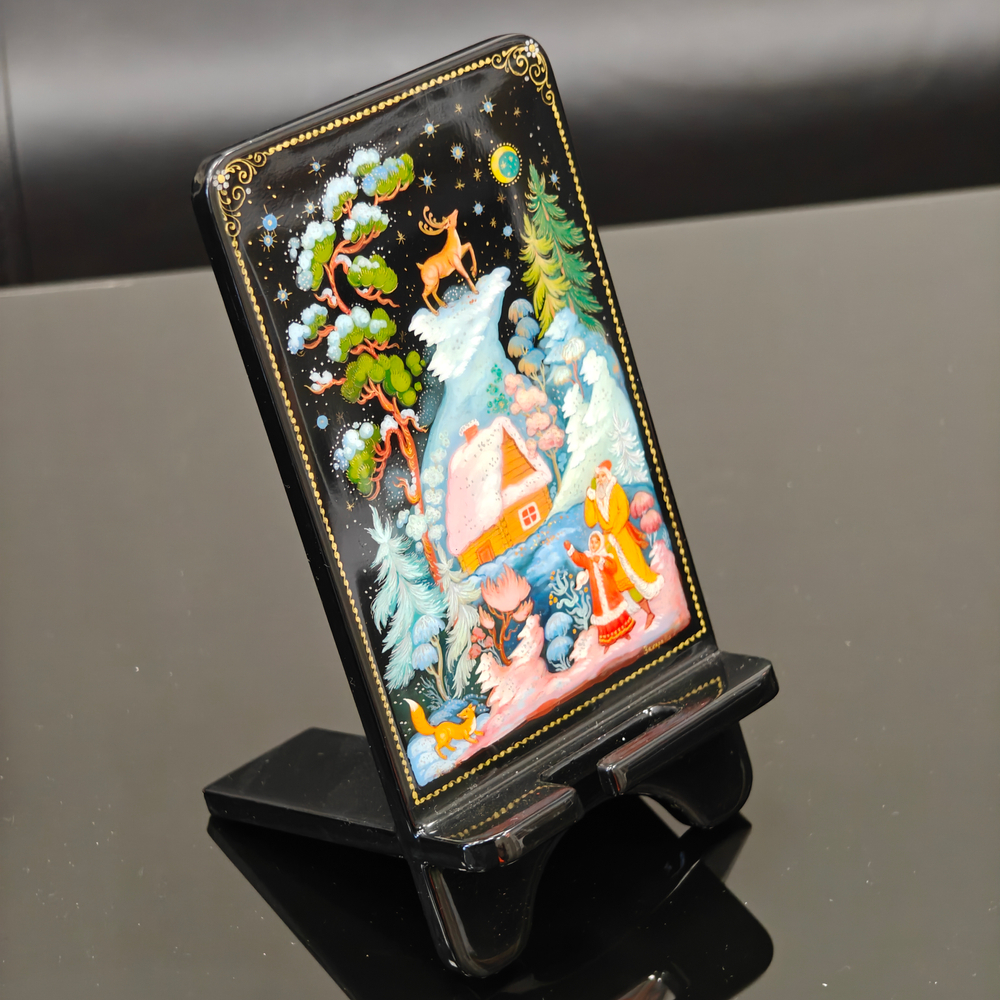 Сувенирная подставка для телефона с росписью Палех "Серебряное копытце"
