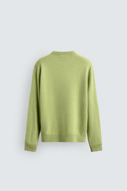 ZARA СВИТЕР ИЗ ШЕРСТИ И АЛЬПАКИ, ЛАЙМОВЫЙ