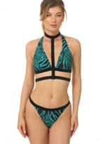 Раздельный купальник с портупеей и принтом зебры (Размер: C/XL) (Цвет: зеленый)