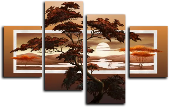 Модульная картина "Закат над Африкой"
