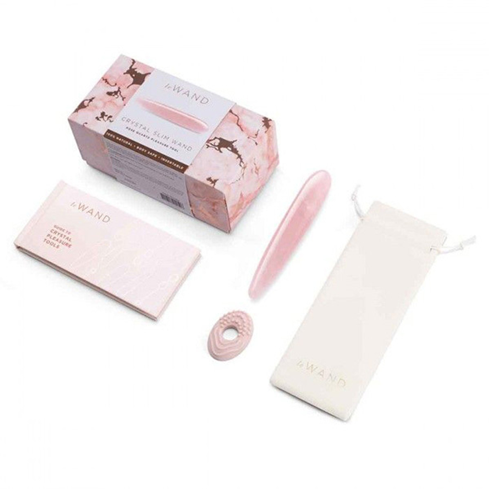 Массажер 17,7см из розового кварца Le Wand Crystal Slim Wand LW-033-RQ