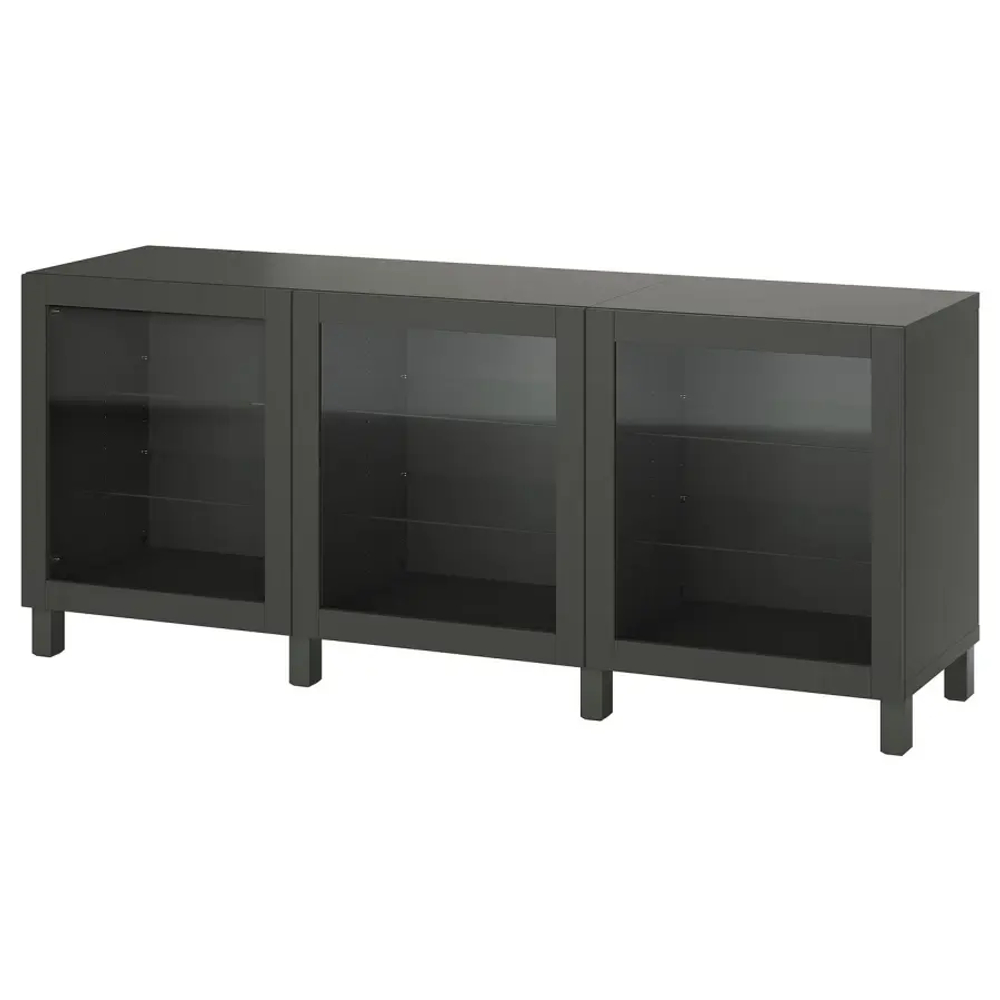 Комбинация для хранения - BESTÅ/ BESTА IKEA/ БЕСТА/БЕСТО ИКЕА, 180х74 см, темно-серый