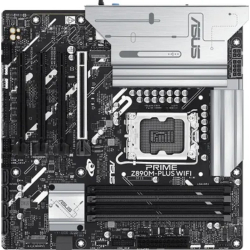 Материнская плата ASUS PRIME Z890M-PLUS WIFI (Socket 1851, mATX, 4xDDR5(192GB), DP / HDMI, 1xPCIe 5.0x16 / 3xPCIe 4.0x16 / 1xLAN (2.5GbE), Wi-Fi, BT, 6xSATA 6Gb / s, 3xM.2, 1xType-C, 7xUSB 3.2)