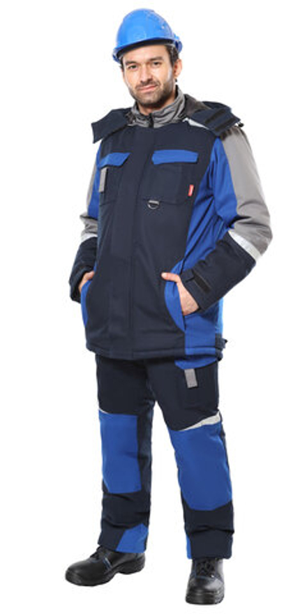 Костюм ФАВОРИТ-МЕГА-РОСС зимний, куртка, п/к, тёмно-синий с васильковым, серым и СОП