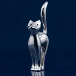 Кольцедержатель Кошка стоит - фигурка из бронзы с никелевым покрытием