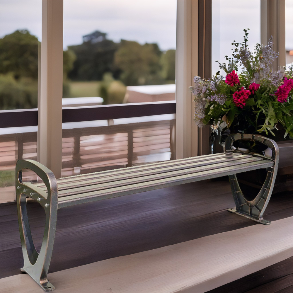 Лавочка уличная садовая из литого алюминия БЕРЛИН «BERLIN» 150х43х54,5 см бронза