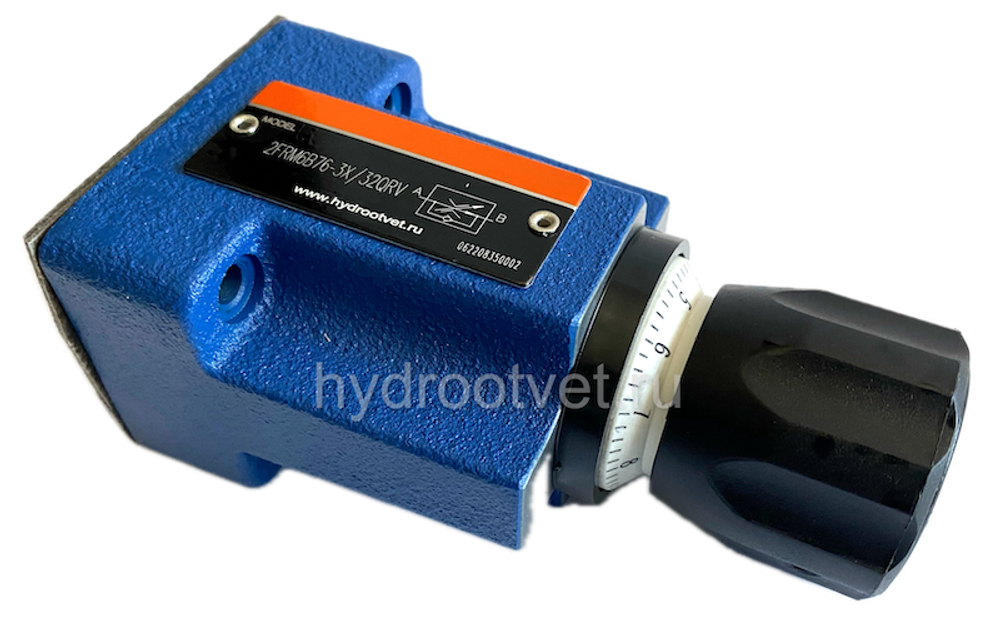 2FRM6B76-3X/16QRV - Регулятор расхода Ду 6 для монтажа на плиту, номинальный расход 16 л/мин, B = без доп. канала (стандарт), обратный клапан - есть