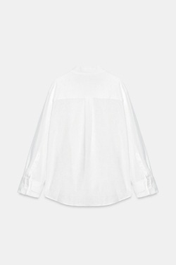 ZARA РУБАШКА С НАВЕСНЫМИ ПЕТЛЯМИ ИЗ 100% ЛЬНА — ZW COLLECTION, БЕЛЫЙ