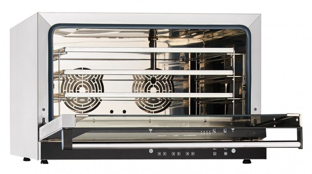 21000008926 Абат Конвекционная печь КЭП-4П, 4 уровня, 400х600 мм, нерж. камера, нерж. корпус, электронная панель, пароувлажнение, регулировка влажности от 0 до 100%, реверс, память на 110 программ, до 4-ех этапов в программе, без противней