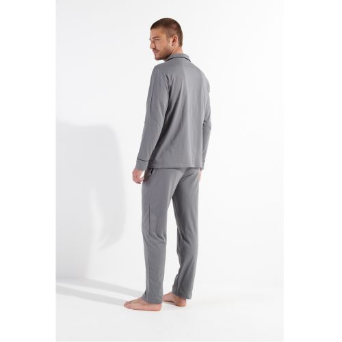 Мужская пижама серая с окантовкой HOM ALBERT Long Sleepwear 402802_4000ZU