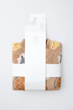 ZARA КОМБИНЕЗОН ИЗ ВЕЛЮРА С ЖИВОТНЫМ ПРИНТОМ, КОРИЧНЕВЫЙ