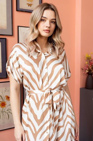 Рубашка халат Mia-Amore SEVILLE 5067 бежевая вискоза с шелком