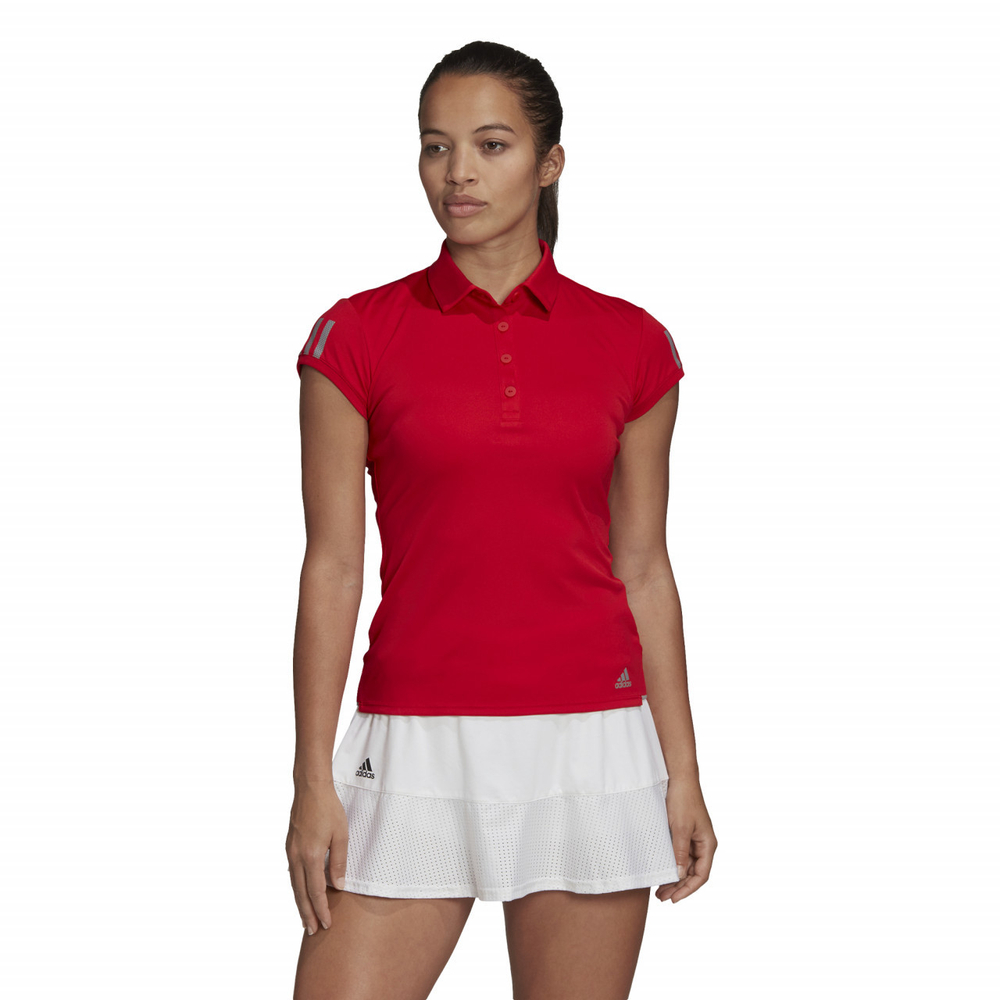 Женское поло Adidas W Club 3 Stripes Polo - scarlet