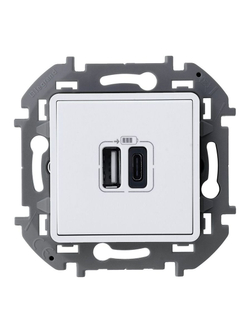 Устройство зарядное Inspiria с 2-мя USB разьемами A и C 240В/5В 3000мА бел. IEK 673760