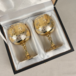 Набор бокалов для коньяка "Узорный" №5 (Златоуст) в подарочном футляре