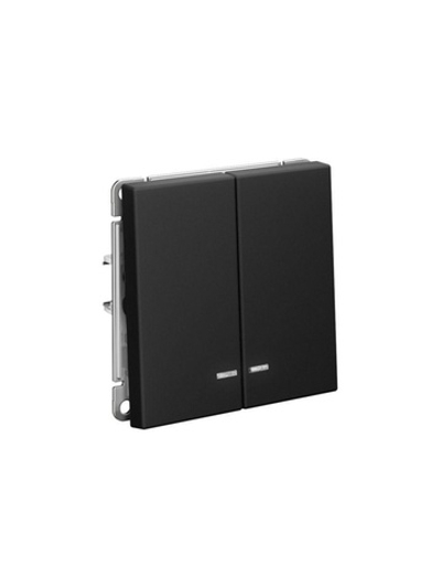 Выключатель 2-кл. ArtGallery (сх. 5а) 10AX с подсветкой механизм карбон SE GAL001053