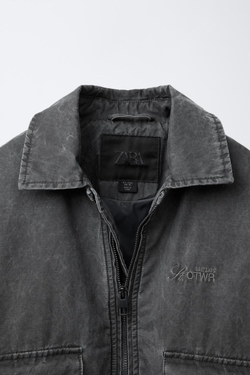 ZARA КУРТКА-БОМБЕР С ПОТЕРТЫМ ЭФФЕКТОМ, СЕРЫЙ