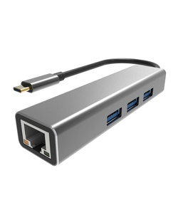 VCOM DH311A Кабель-концентратор USB 3.1 Type-Cm --&gt; RJ-45+3port USB3.0(f)  Aluminum Shell VCOM [DH311A] [4895182246775]