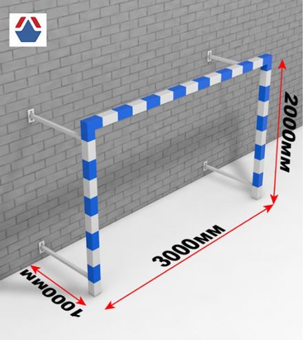 Ворота гандбол - минифутбол 3х2х1 сталь пристенные складные (СИНИЙ)
