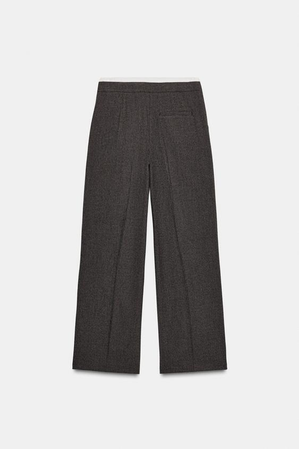 ZARA ШИРОКИЕ БРЮКИ С ДВОЙНЫМ ПОЯСОМ «ГУСИНАЯ ЛАПКА», ТЕМНО-КОРИЧНЕВЫЙ