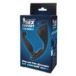 Черный анальный вибромассажёр с эрекционным кольцом и подхватом для мошонки - 12,8 см. (Цвет: черный)