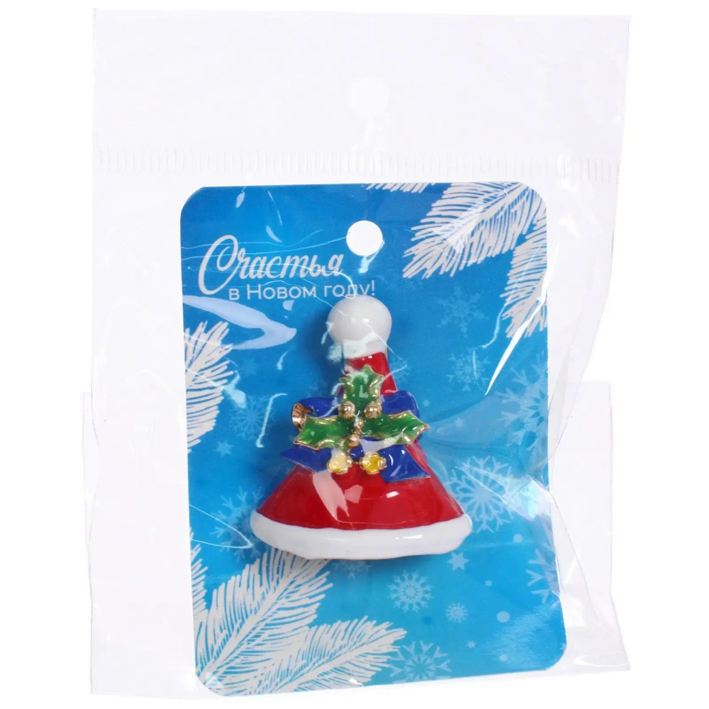 Брошь «Рождественское чудо - Колпак Деда Мороза», 3,5*3см