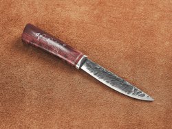 Якутский нож "Амга", сталь Х12МФ, рукоять гранатовая стабилизированная карельская береза / рисунок