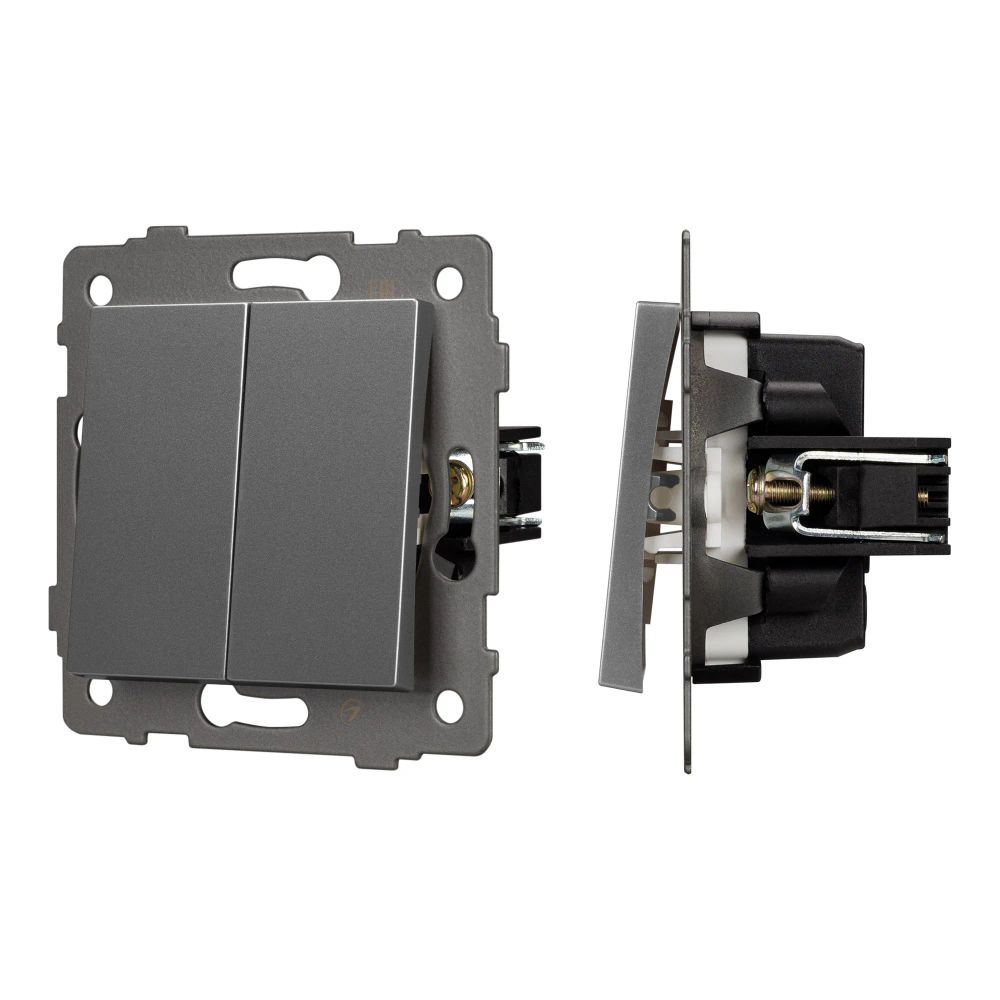 Механизм выключателя двухклавишный непроходной SWT-MK02-PL-GR-V (250V, 10A) (Arlight, -) 049889