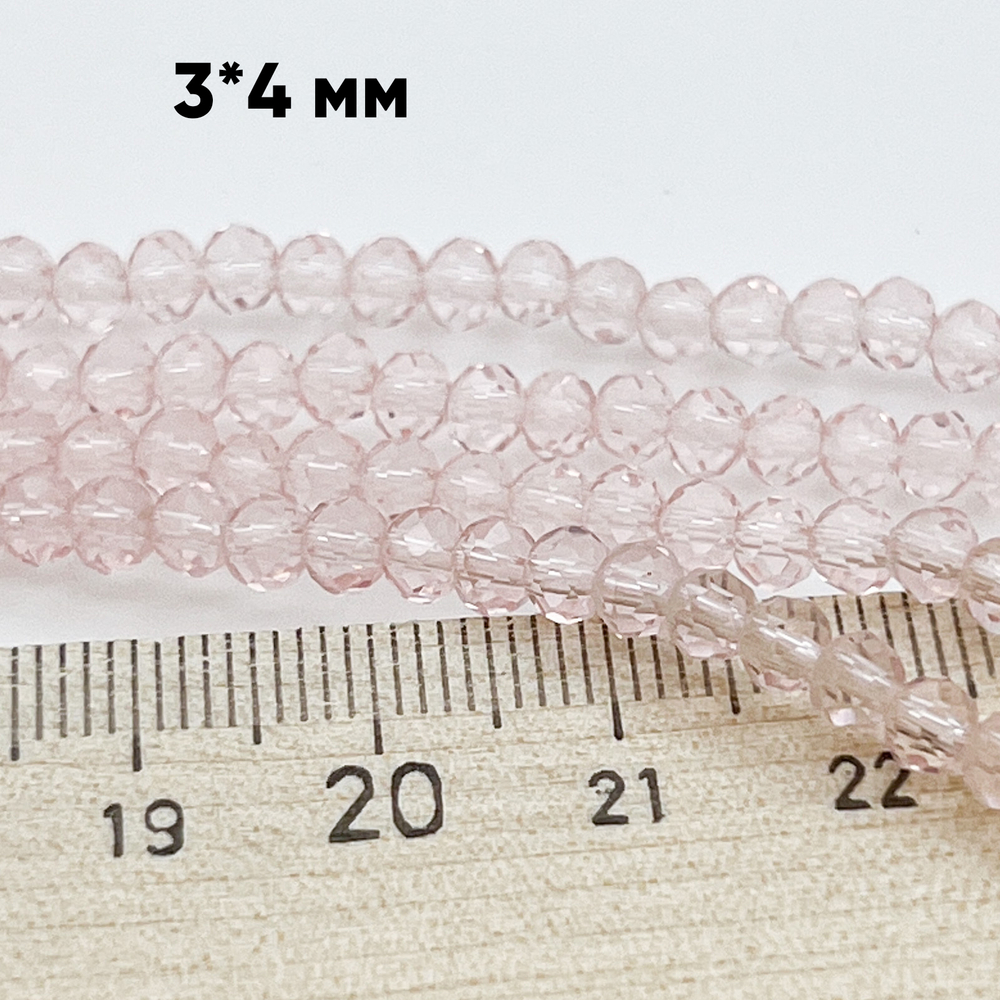 Бусина стекло, цвет розовый, размер 3*4 мм, цена за 3 грамма (около 40 шт)