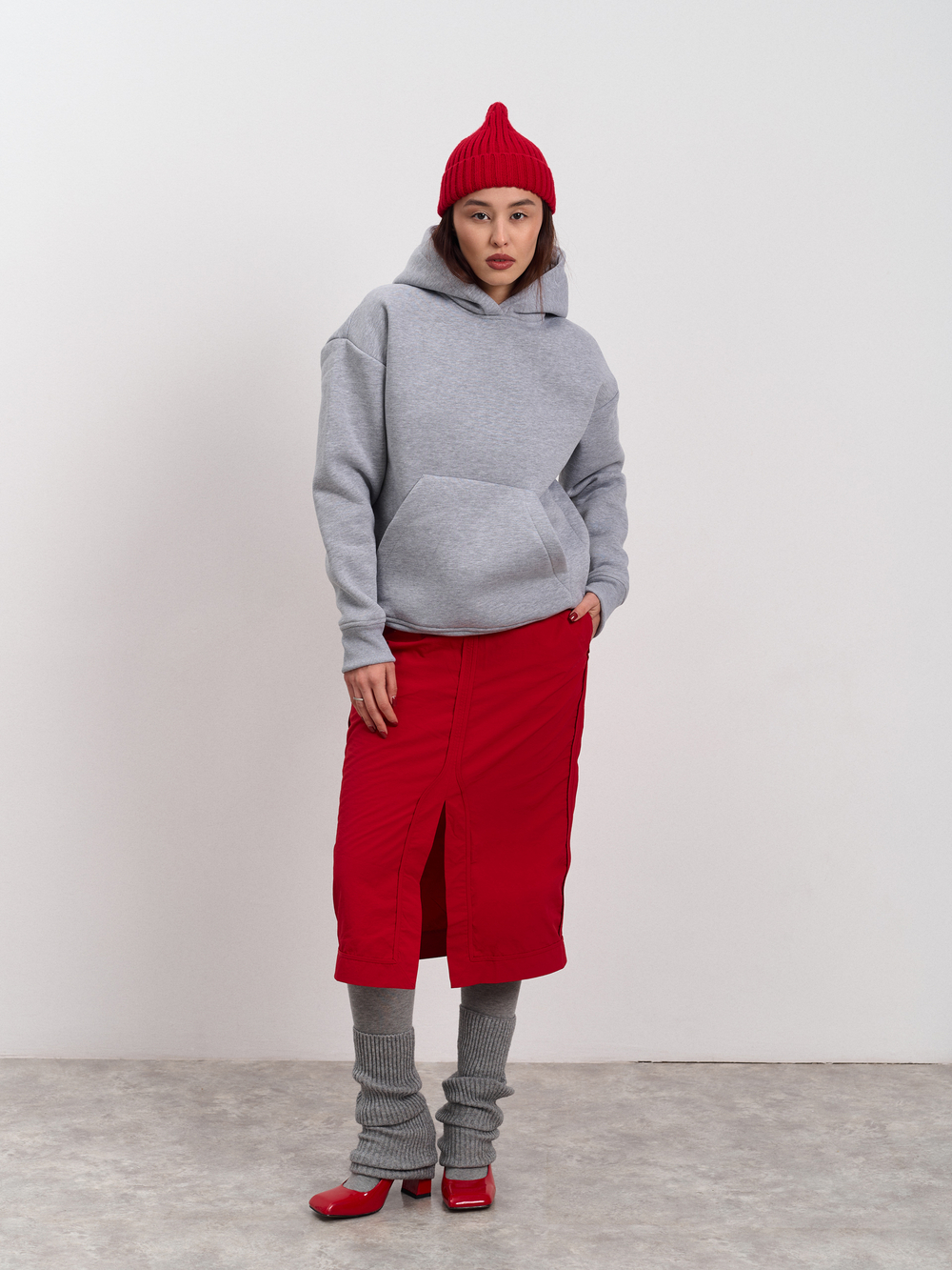 Толстовка женская с капюшоном "Вasic" меланж