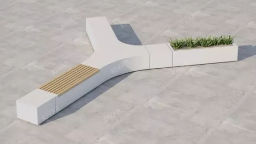 Скамейка бетонная «Бокс» с настилом и спинкой