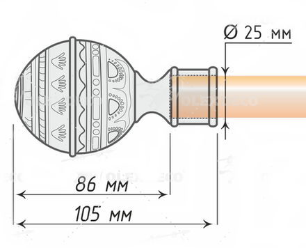 Наконечники "Фаберже" d25 мм, цвет золото глянец